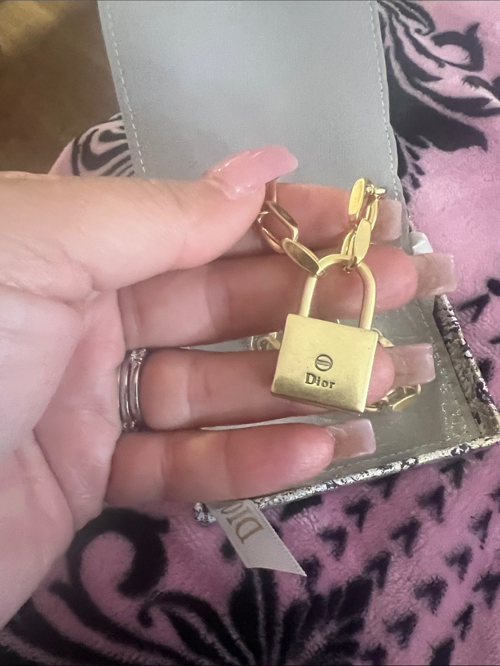 Dior Gold-tone Padlock Link Necklace - Picture 2 of 3